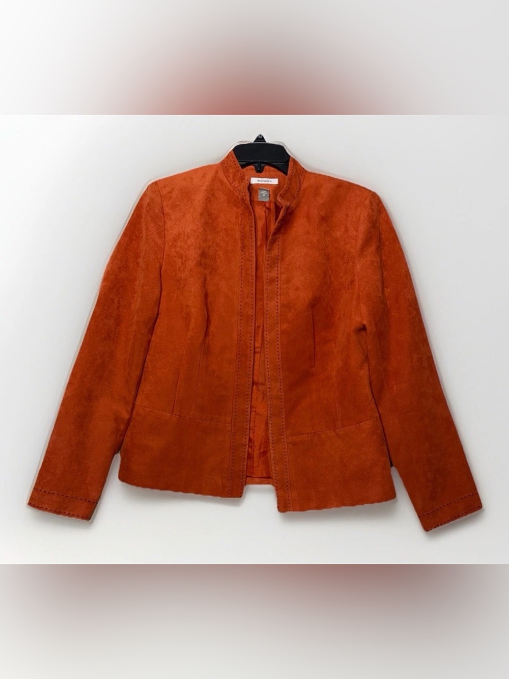 Dress Barn Orange Suede Collarless Pea Coat